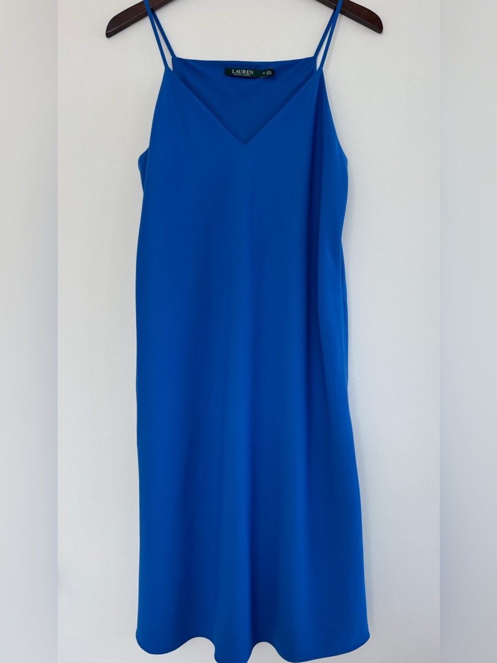 Ralph Lauren Electric Blue Spaghetti-Strap Midi Dress
